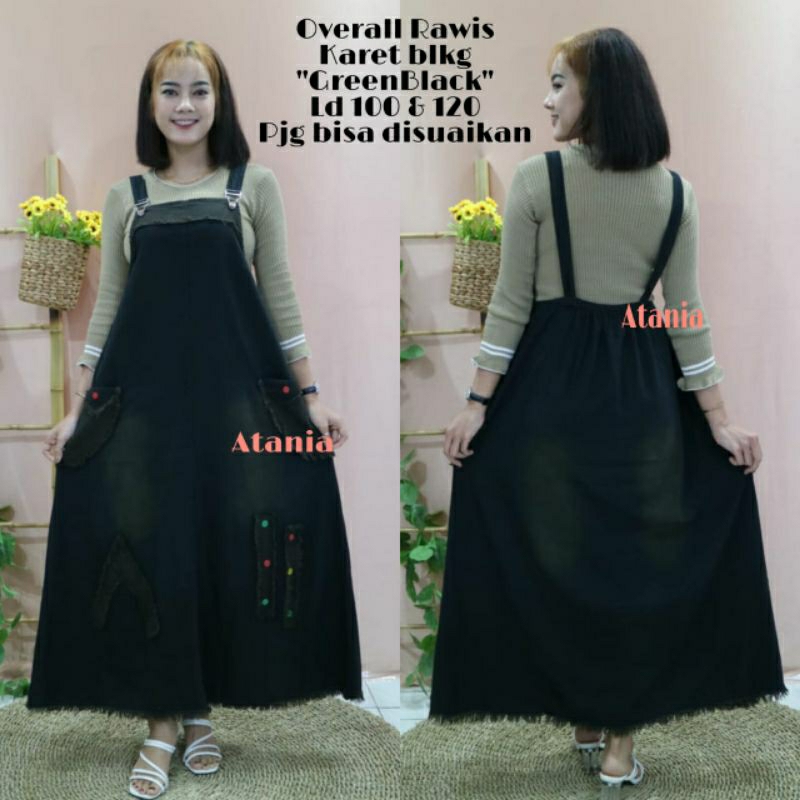 //COD OK// Overall jeans jumbo LD 120cm LD 100cm-Atasan jeans wanita jumbo big size XXL-Gamis ibu ha