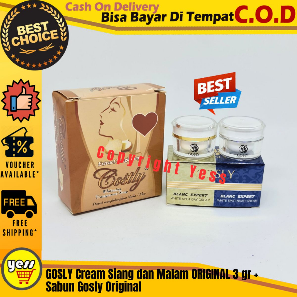 GOSLY Cream Siang dan Malam ORIGINAL 3 gr + Sabun Gosly Original | Bedak Gosly Cream Siang dan Malam