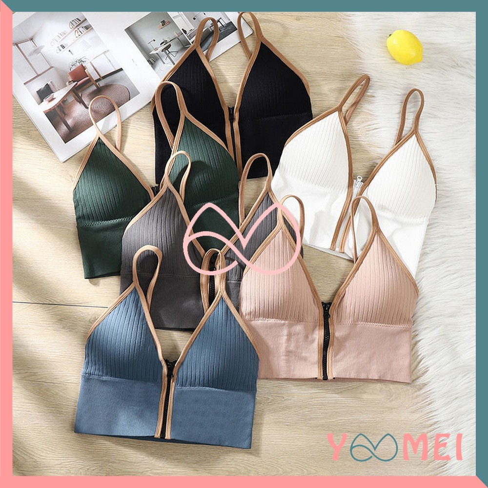 YOOMEI Sport Bra Korea Wanita Model Resleting BH with Zipper Style