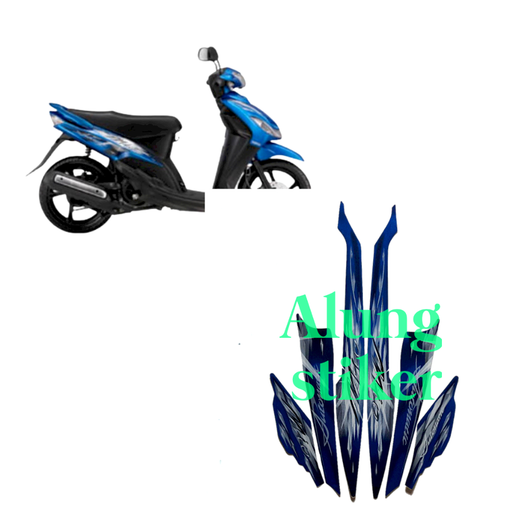 STIKER STRIPING LIS LES BODY MOTOR MIO SPORTY 2009 WARNA BIRU STANDAR
