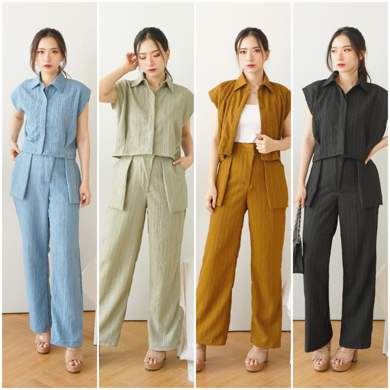 kode 2355 setelan set wanita katun kerja import bagus murah cute lucu kantor korean korean looks kni