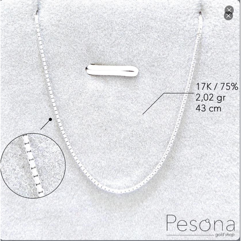 KALUNG EMAS PUTIH MODEL ITALY SANTA 43 cm | 17K | 2,08 gram