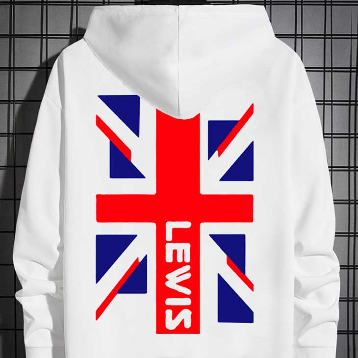 Jaket Hoodie Lewis Hamilton UK F1 Petronas Hoodie White Casual Unisex Bahan Katun