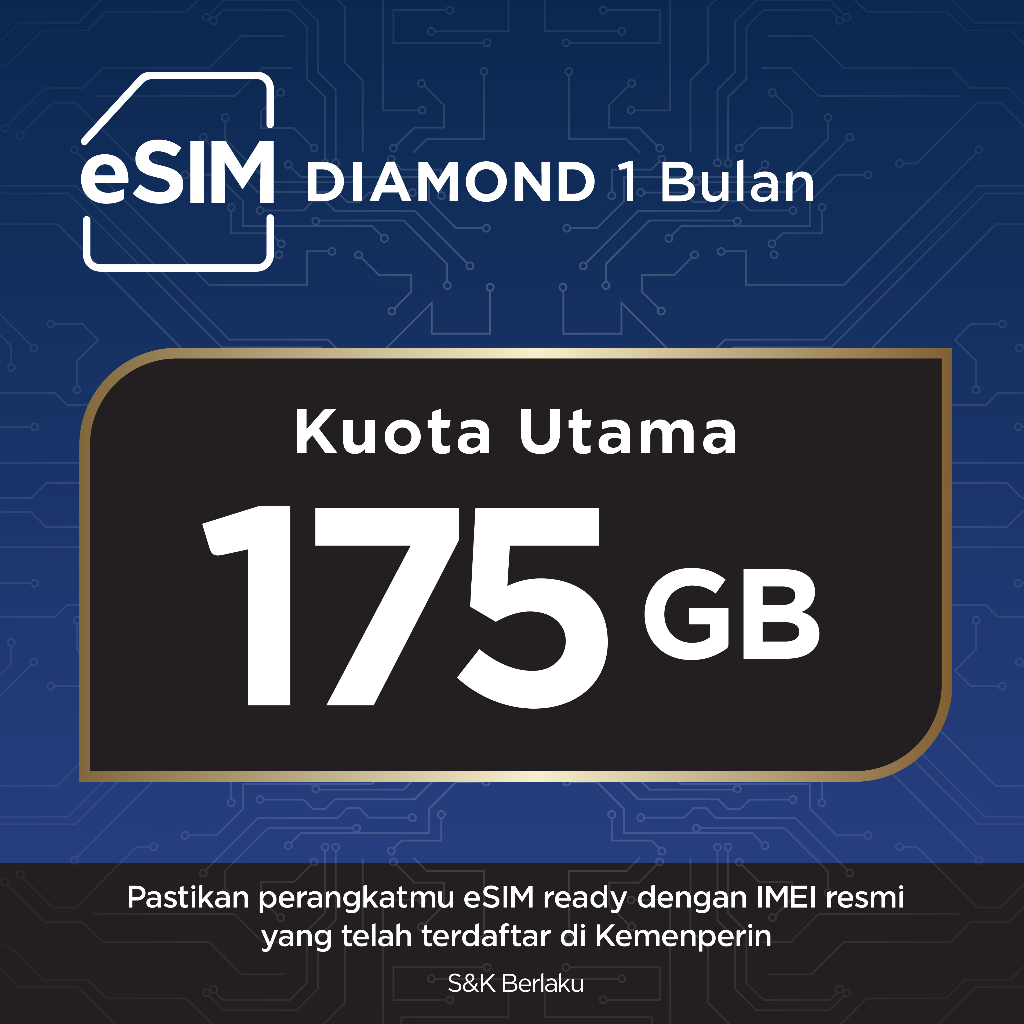 BARU! eSIM XL PRIORITAS Diamond Unlimited FUP 175GB/bln