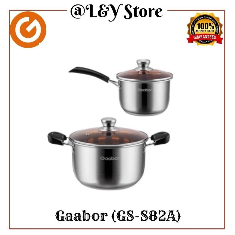 Gaabor Panci 2 Set Stainless Steel Tutup Kaca Panci Sop Panci Susu /GS-S82A
