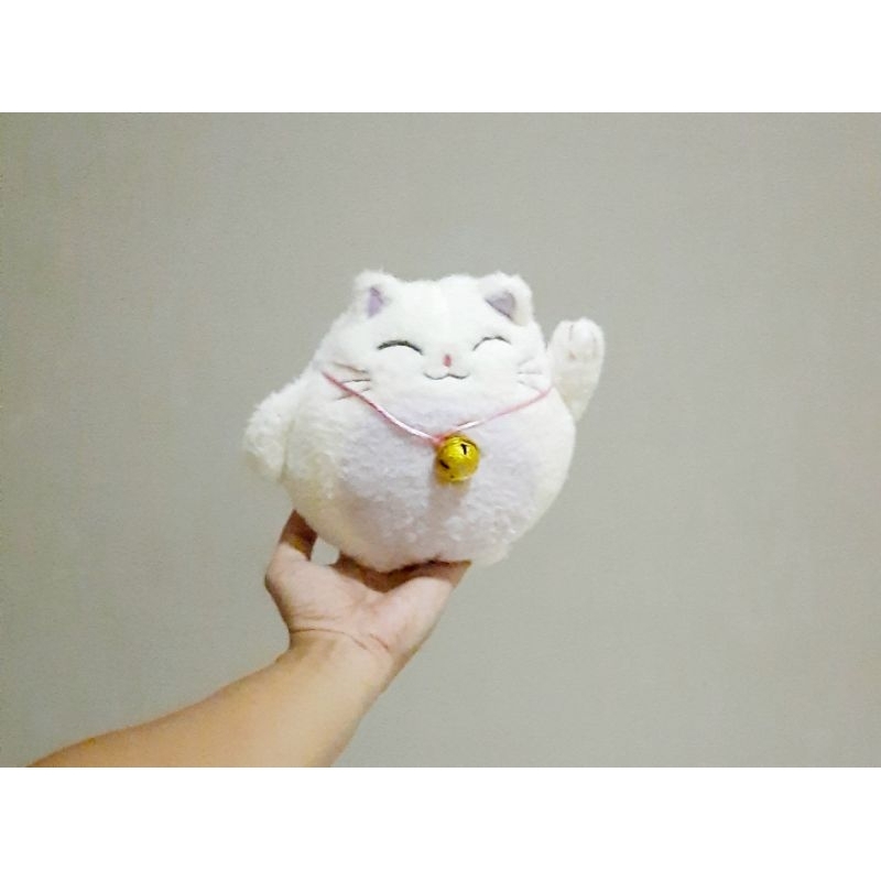 Boneka Kucing Hoki Ungu Gemoy Bulu Lembut Size 20 cm/ Boneka Hoki