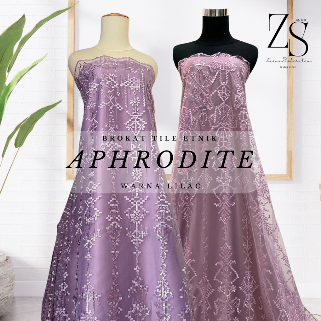Bahan Kain Kebaya Brukat Tile Tille Bordir Premium Etnik Aphrodite New Series Warna Ungu Taro