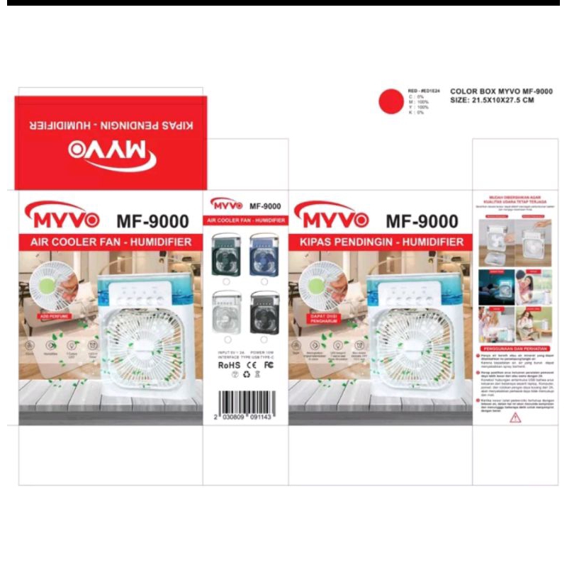 Kipas Angin Air Cooler Fan Humidifier / Kipas Angin AC Mini MF-9000 Myvo