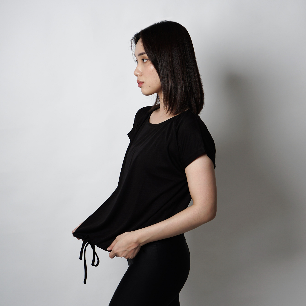 DONSON Blouse Wanita Kaos Kasual dan Olahraga Comfort Spandex Jumbo Warna Black