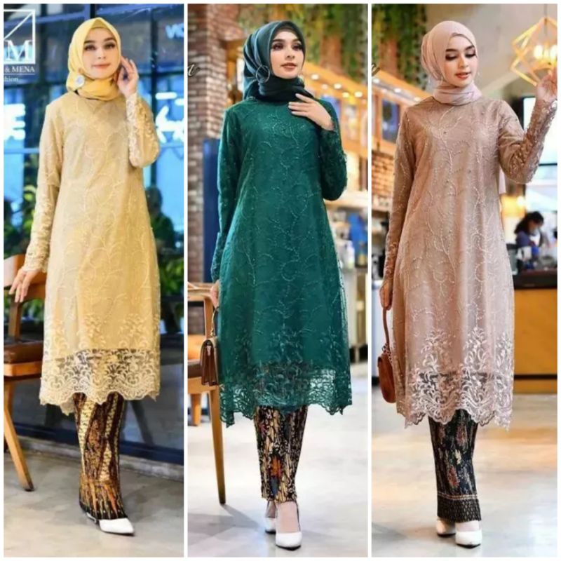 Set Kebaya Tunik Brokat Modern Atasan Kebaya Kekinian Baju Wisuda Dan Lamaran Model Muslim