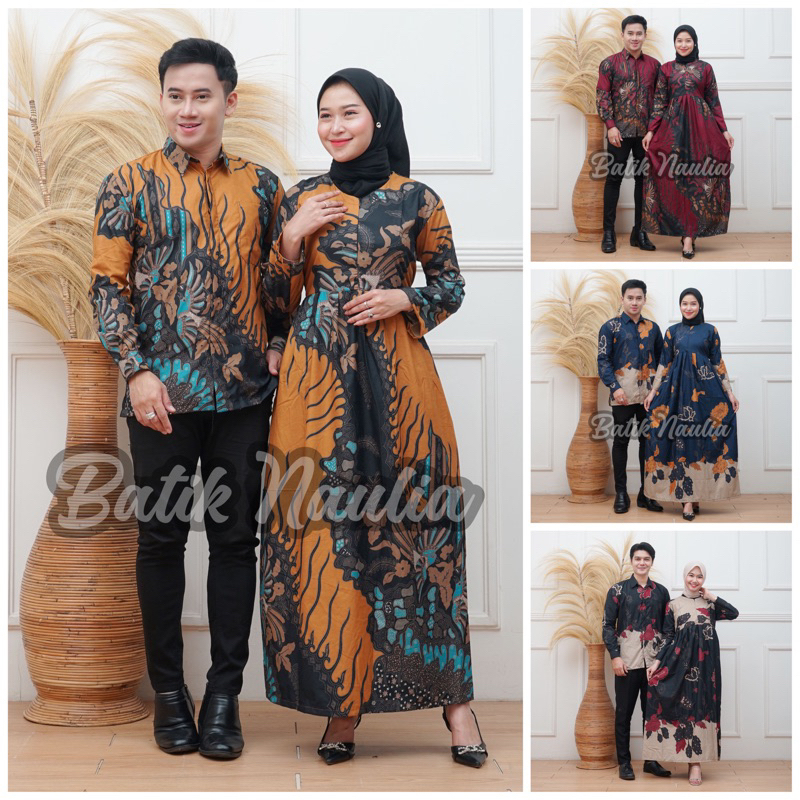 Baju Couple Pasangan Lebaran 2024 Longdress Dress Busui Friendly Kemeja Batik Baju Couple Keluarga T