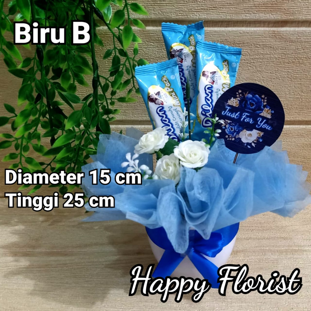 [HAPPY] Buket Kado Ulang Tahun untuk Pacar Cewek Cowok - MINI Buket Bunga Meja - Buket Snack Bunga P