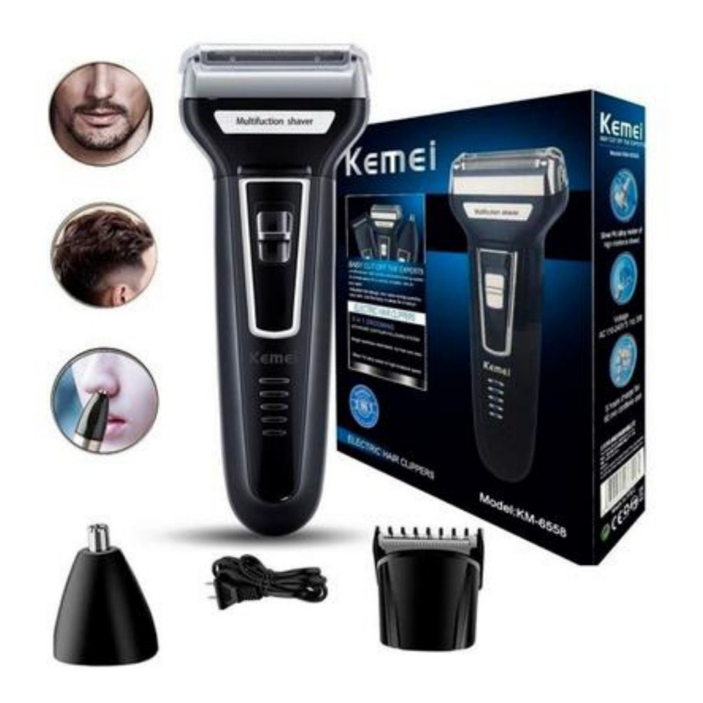 Kemei KM-6558 Alat Cukur Janggut Kumis Multifungsi 3 in 1