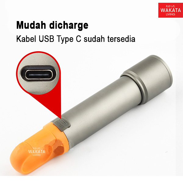 Senter Led Super Terang Mini Rechargeable Silver 20watt