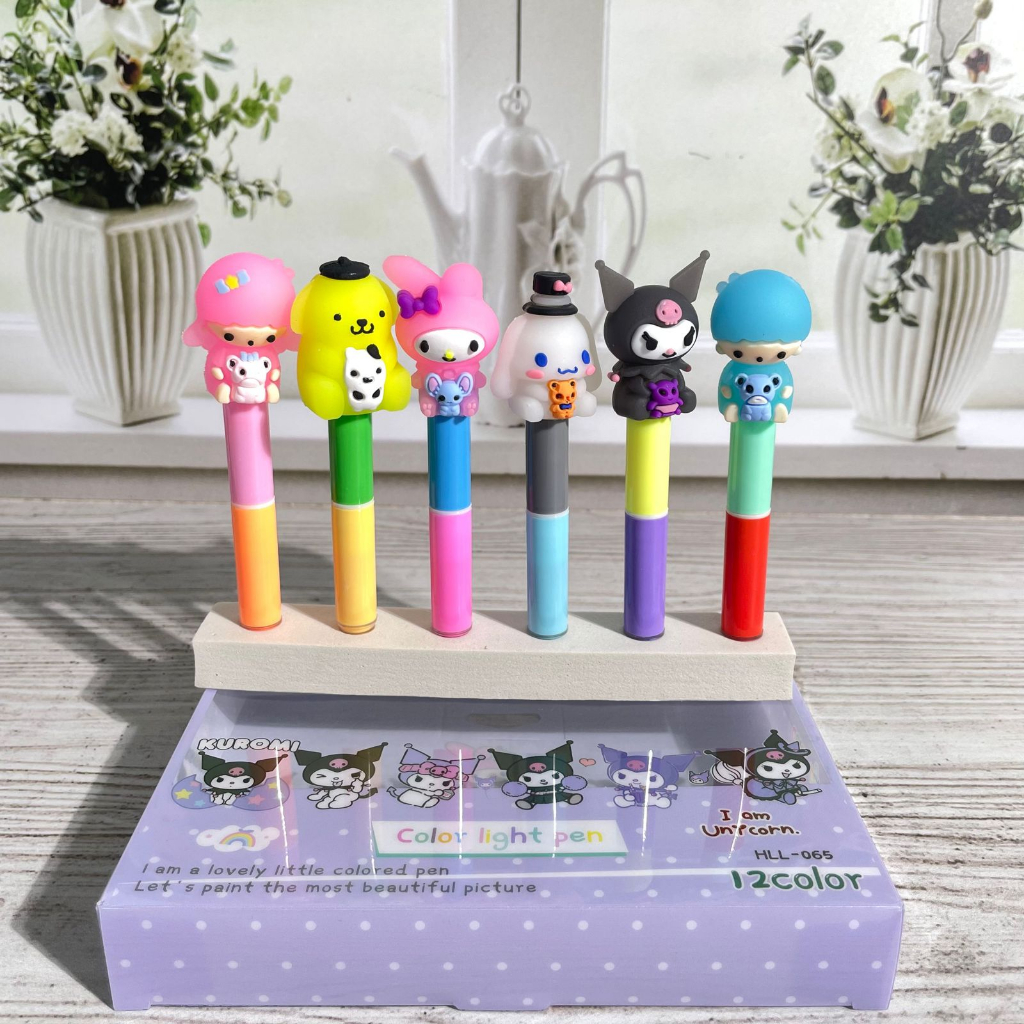 Stabilo SANRIO Mewah 1 Box isi 6 Pcs (12 Warna) UNIK LUCU Edisi Spesial / Spidol Sanrio Lengkap Kara