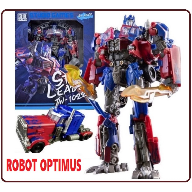 MAINAN ANAK EDUKASI DIY AKSESORIES 2IN1 ROBOT BIRU MERAH TRANSFORMERS OPTIMUS PRIME TRUCK MOBIL BERU