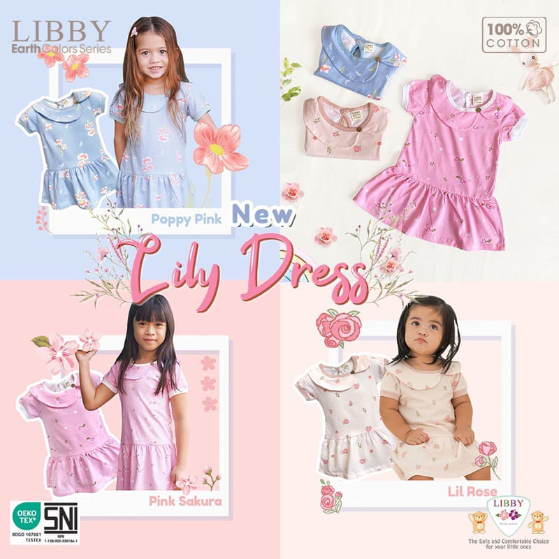 Libby Lily Dress Anak Perempuan / Gaun Anak Bayi Perempuan 6 Bulan - 4 Tahun Baju Bayi