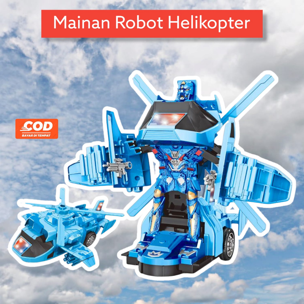 Mainan Robot Transformer Besar Berubah Menjadi Helikopter Helicopter - Mainan Anak Laki Cowo
