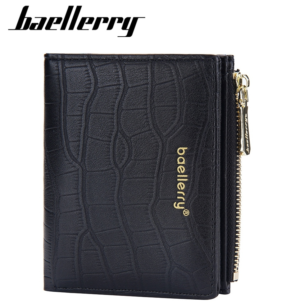 DOMPET LIPAT WANITA BAELLERRY ORIGINAL MINI RESLETING KULIT HITAM SUDIENA WA780B5 CROCO PREMIUM BATAM FASHION KOREA BRANDED KECIL KEKINIAN TERBARU MURAH SLOT KARTU ATM LUCU CANTIK MEWAH