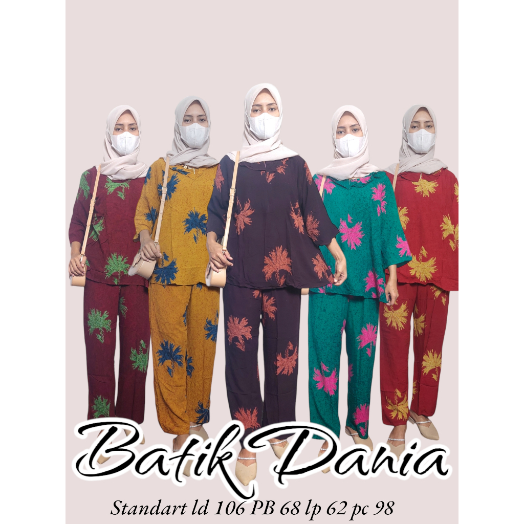 BATIK DANIA BATIK SUNAN ABG BATIK CAP PEMIUM  One Set Batik Bahan Rayon Super LD 106 One ser Wanita 