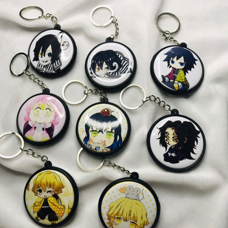 Gantungan kunci KNY Demon Slayer Kimetsu No Yaiba Anime Ganci Pin Zenitsu Douma Mitsuri Inosuke Giyu