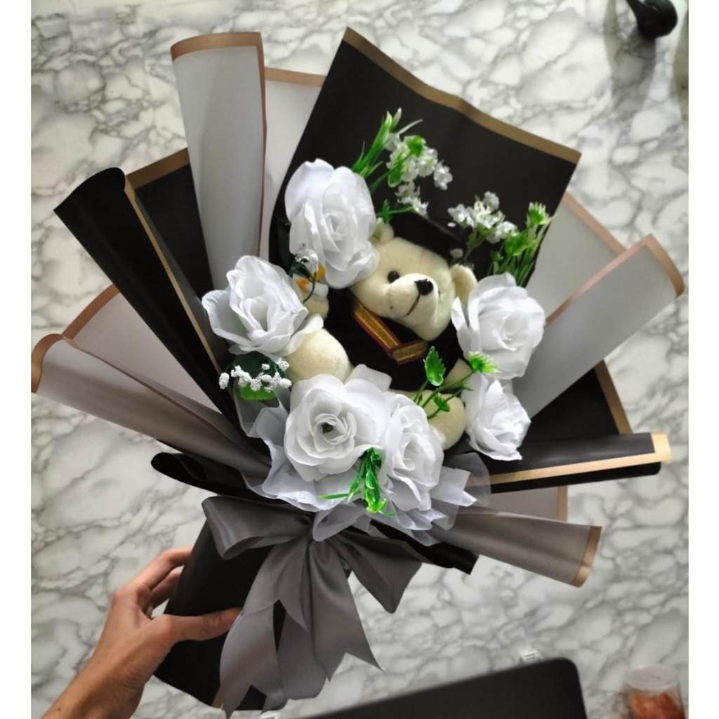 

BUKET BONEKA MIX BUNGA FREE PITA // KADO BOUQET ULTAH WEDDING // GIFT WISUDA