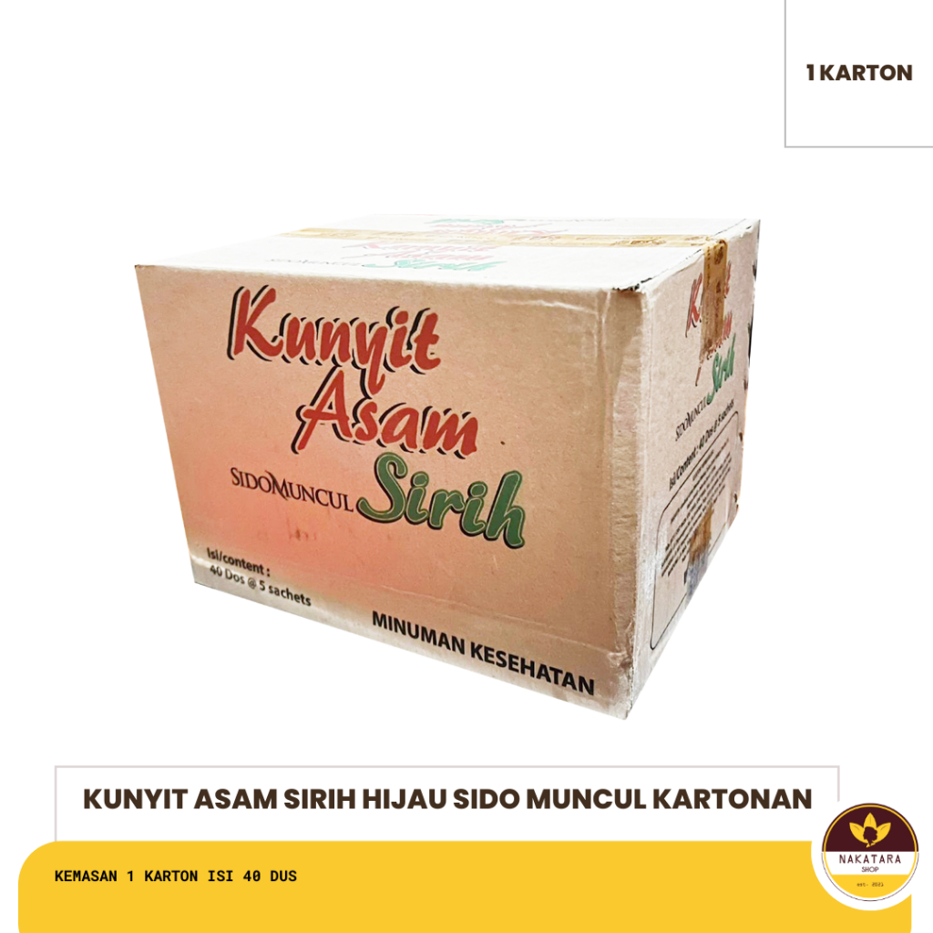 

PAKET 1 KARTON JAMU KUNYIT ASAM SIRIH SIDO MUNCUL KEMASAN ISI 40 DUS