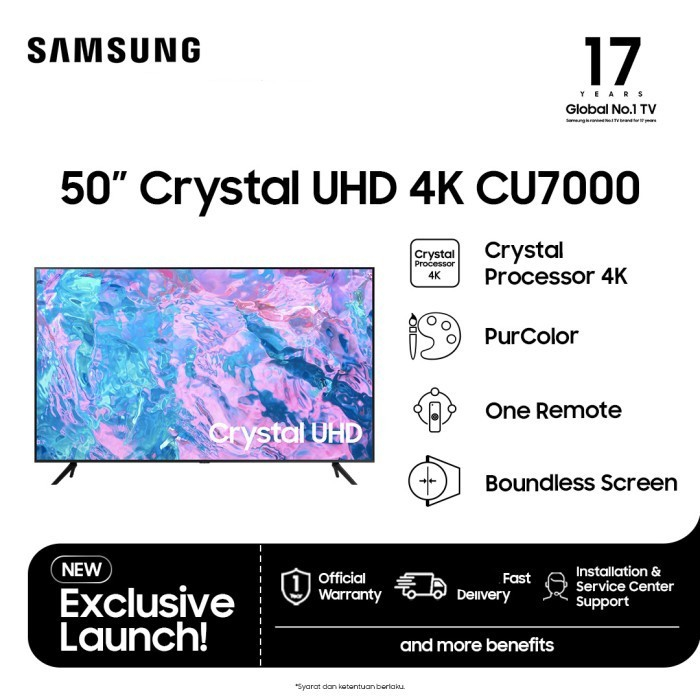 Samsung Smart TV 50 inch 50CU7000 Crystal UHD 4K UA50CU7000 50"