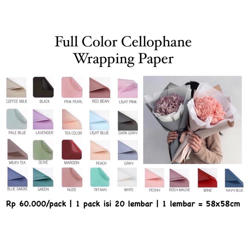 

Kertas Cellophane Buket Bunga [1 Warna] Flower Wrapping Paper Celophane / Chellophane Murah untuk Snack