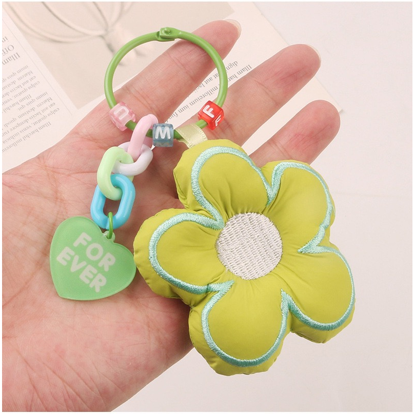 Mores Aksesoris Gantungan Kunci Tas Bentuk Boneka Bunga Daisy Bag Charm Plush Doll Pendant Keychain Pastel Import Lucu