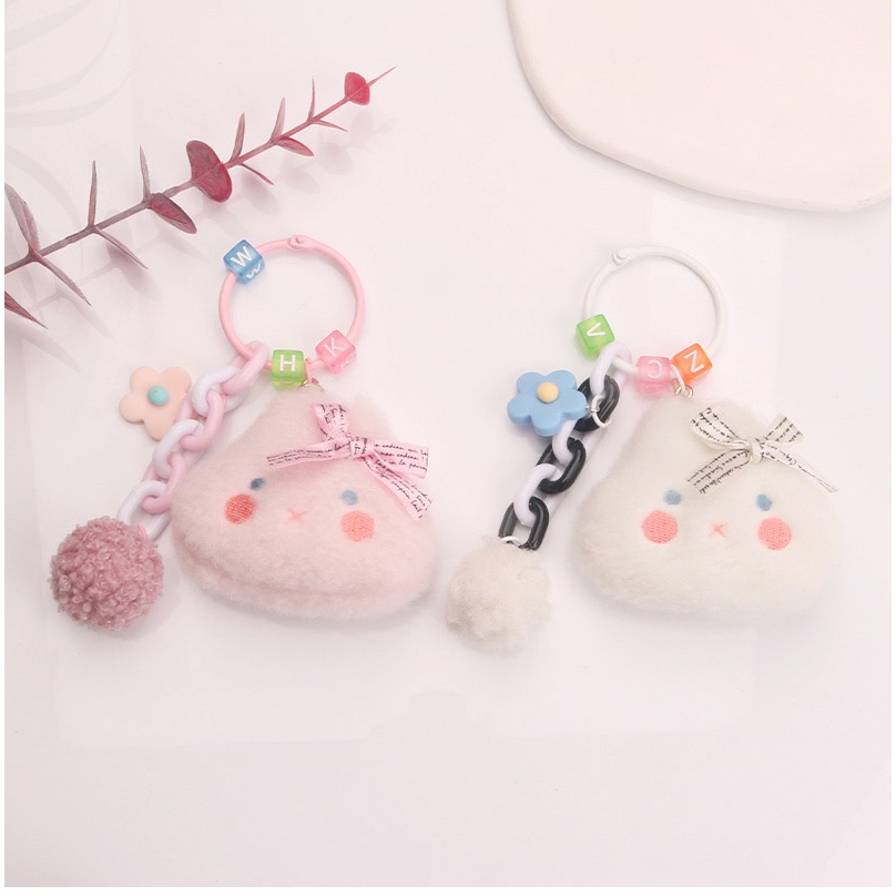 Mores Bag Charm Aksesoris Gantungan Kunci Tas Bentuk Boneka Kelinci Plush Doll Pom Pom Pendant Keychain Pastel Import Lucu