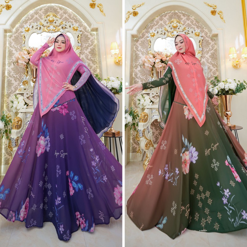 (COD)GAMIS SET NAURA SERIES ORI BY ALYA SYARI