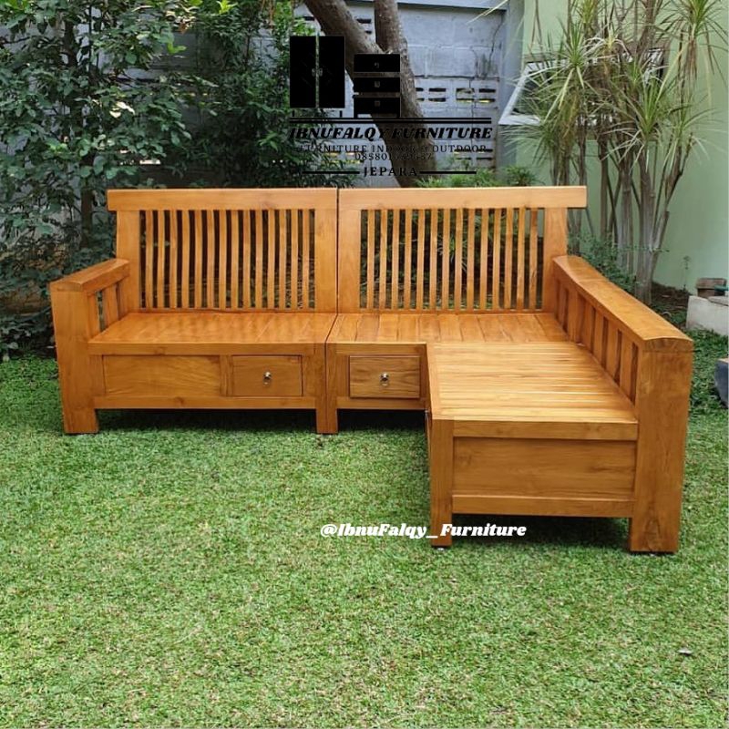 Kursi Tamu Sudut Jati, Kursi Tamu Jari-jari Jati Minimalis