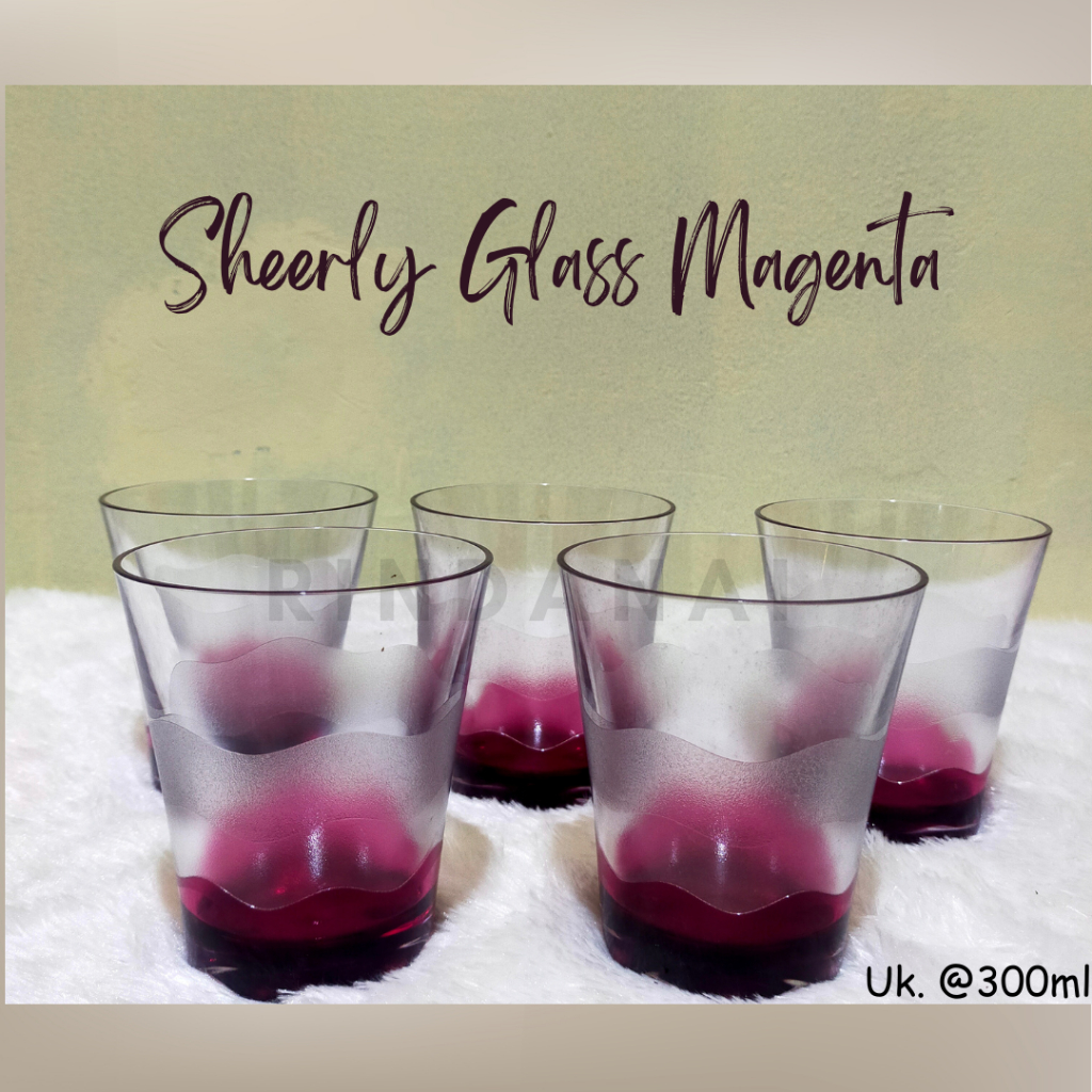 Sheerly Glass Magenta/Gelas crystal/Gelas mewah Tupperware  mewah dan ori