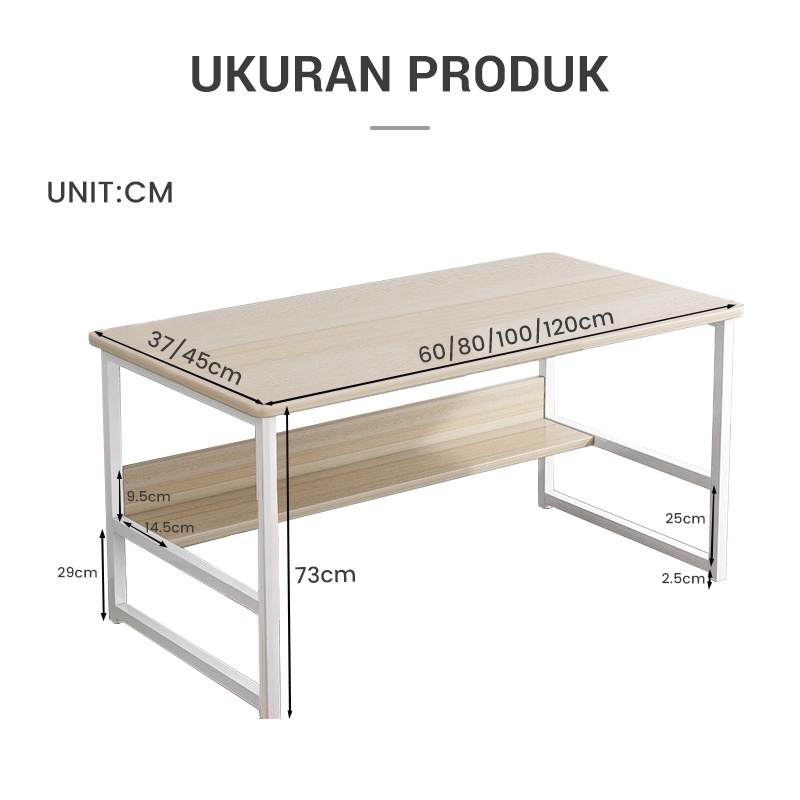 SAKULA Meja Belajar 120cm Meja kantor Meja komputer Meja Kamar Tidur Sederhana Dengan Rak Buku Table Computer Table Meja rias Meja Kerja-6