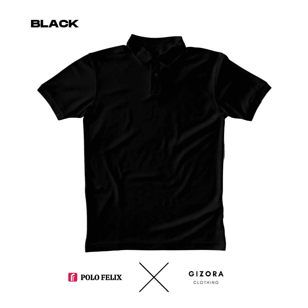 Baju Polo Lacoste Pria Wanita Kaos Polos Kerah Super Premium Katun - Black / Hitam - Polo Felix x Gizora