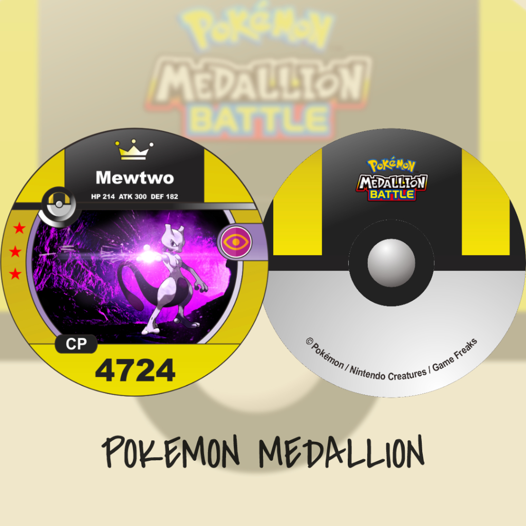 Kartu Pokemon Medallion Kustom Mewtwo