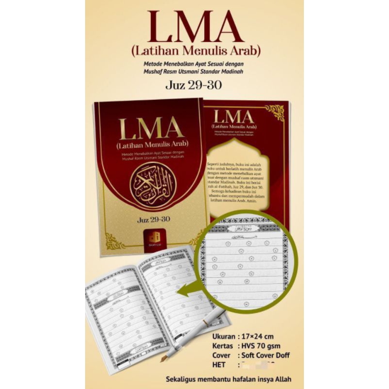 Latihan Menulis Arab ( Metode Menebalkan Ayat sesuai Mushaf Rasm 'Utsmani Standar Madinah) juz 29-30