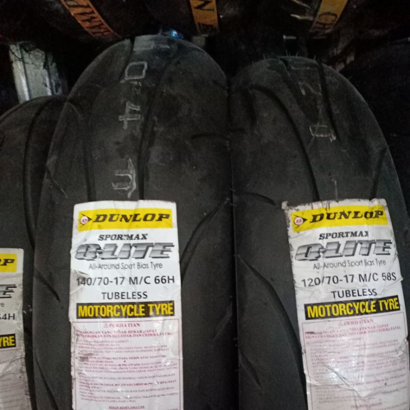 ban dunlop import Q-LITE ring 17 sepasang depan dan belakang ukuran 120-70/17 dan 140-70/17