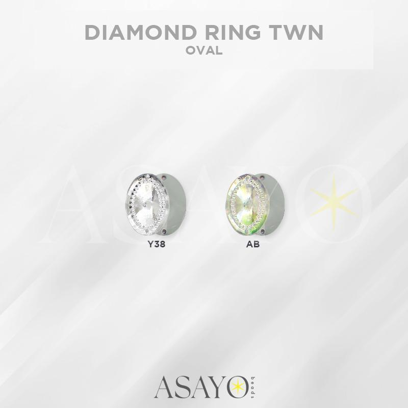 Diamond Taiwan Ring 18x25mm (1.8cm x 2.5cm) Oval Warna Putih Pelangi isi 200pcs