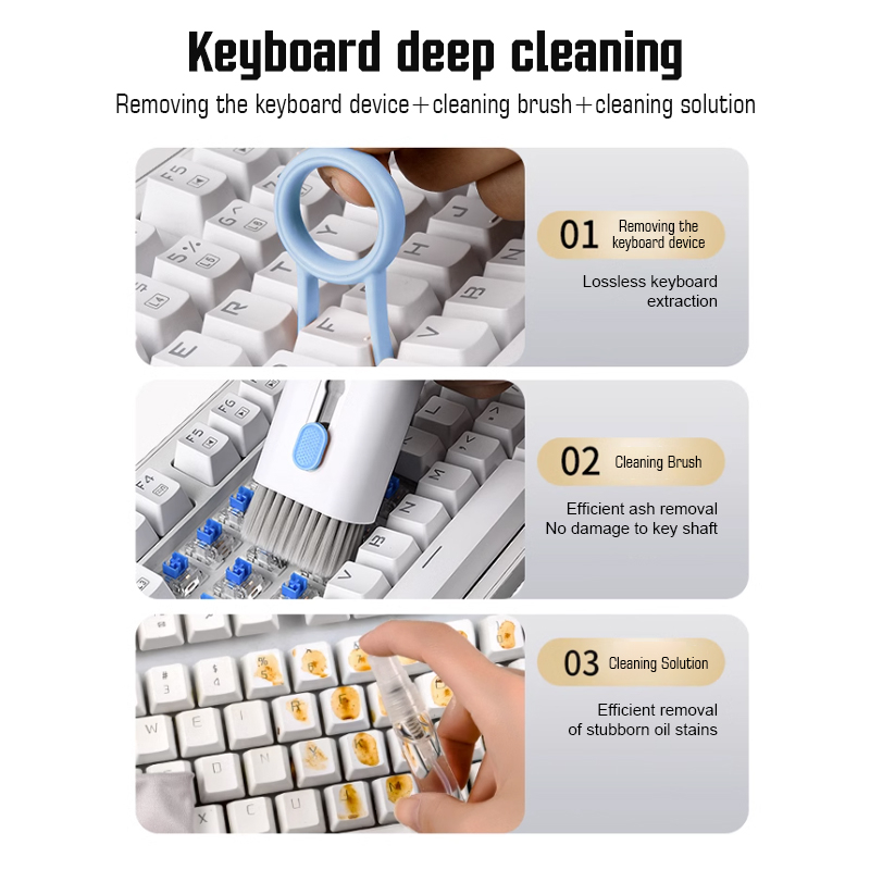 Jovitech 7 in 1 Alat Pembersih Multifungsi Sikat Pembersih Keyboard Komputer Pembersih Layar Ponsel Pena Pembersih Headphone - CT01-8