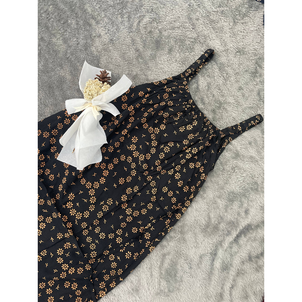 dress rayon motif bunga bunga