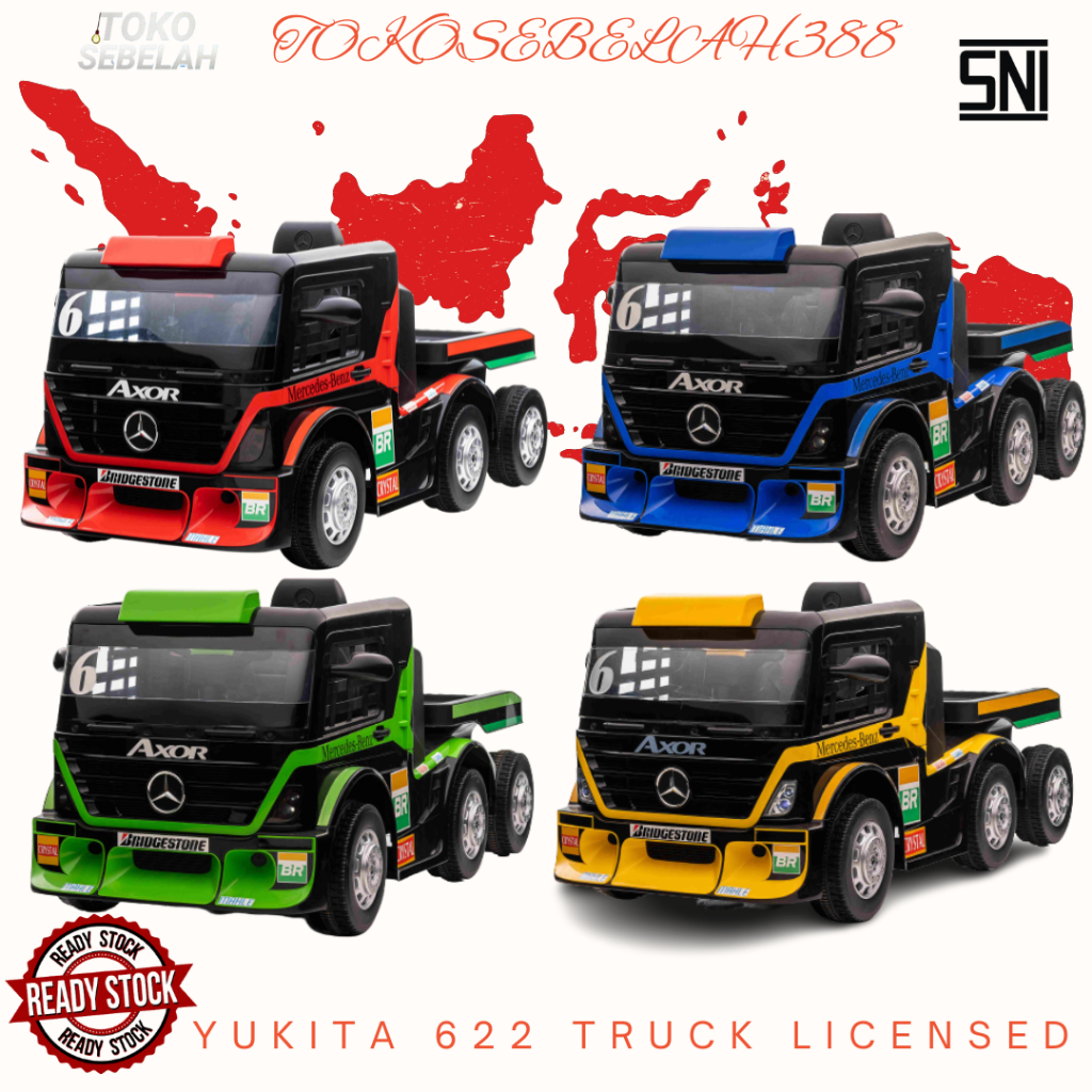 Mainan anak mobil aki Yukita 622 truck lisensi 12V - Kuning - Kuning