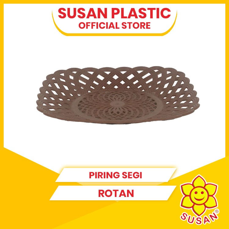 SUSAN  - Piring Segi Rotan - Piring Plastik - Piring Saji - Piring Souvenir