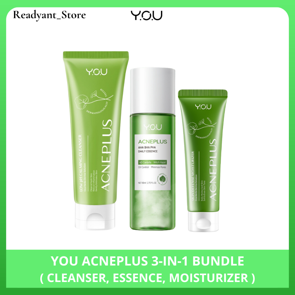 YOU Acneplus 3-in-1 Bundle You Acneplus Cleanser | Acneplus Daily Essence | Acneplus Moisturizer You Skincare 1 Paket Pejuang Jerawat