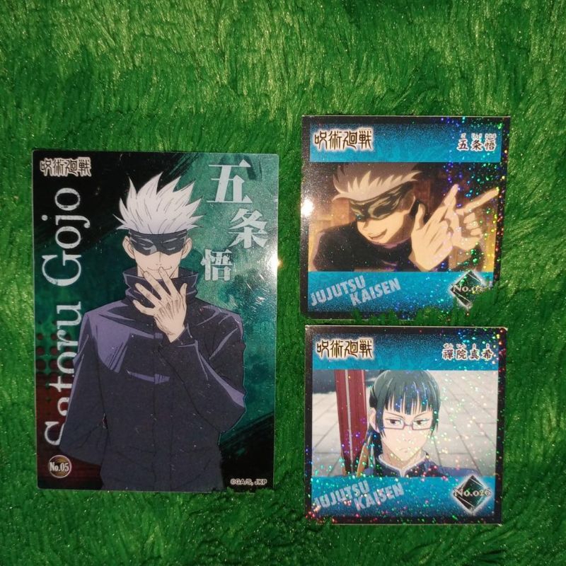 pergepengan anime transparant transparan photocard gojo satoru glitter sticker gojo dan maki officia