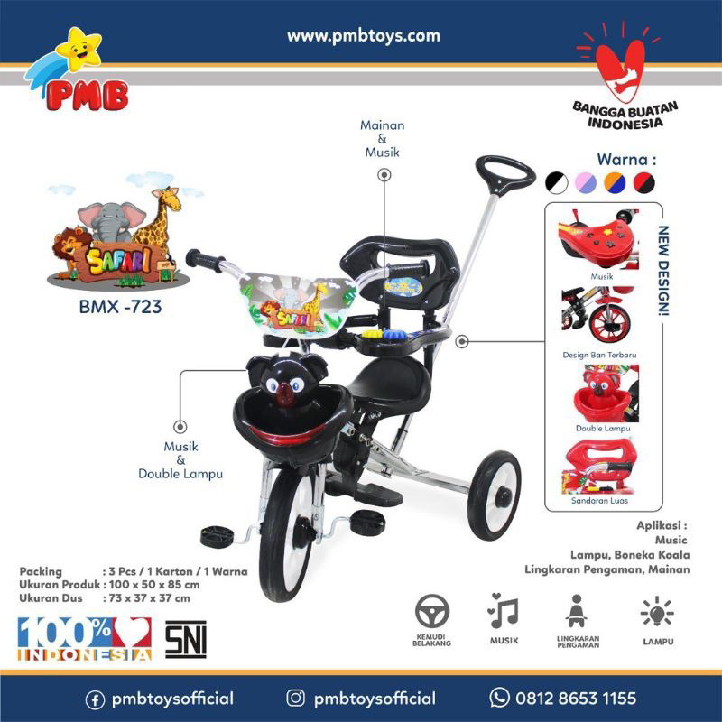 Sepeda Anak Roda Tiga Nikel Safari Tricycle PMB 723