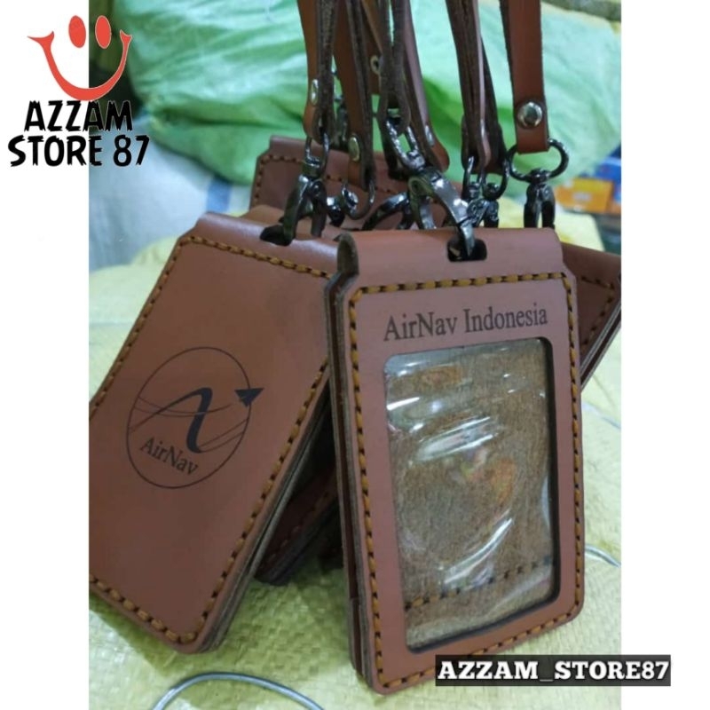 

Holder ID Card Tali Lanyard Name Tag Kulit Asli Logo AIRNAV INDONESIA
