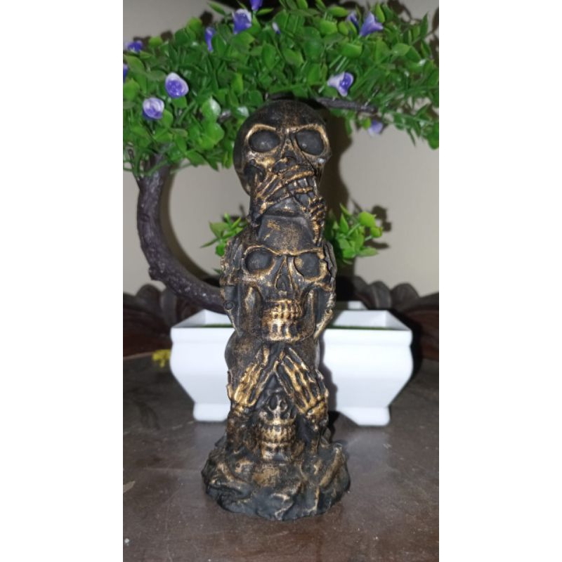 hiasan aquarium ornamen tengkorak tumpuk