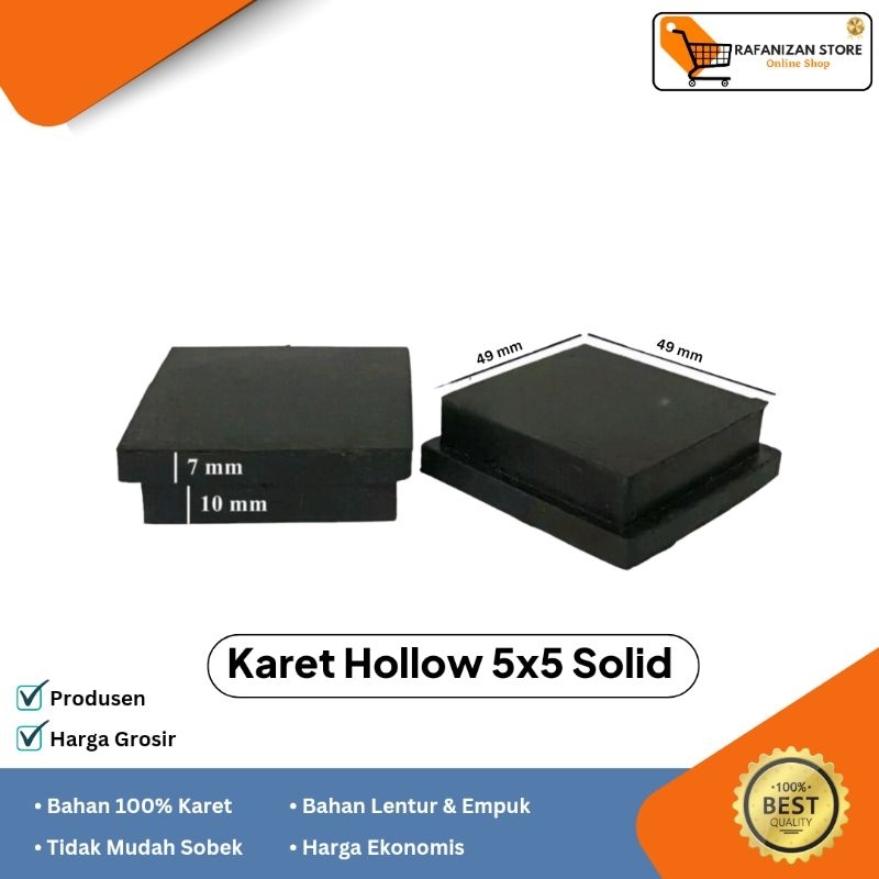 karet hollow 5x5/ 50x50 solid padat karet kursi meja holo